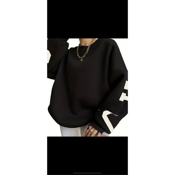 Over sized Casual print, drop shoulder, long sleeve round neck sweatshirt. By Jo - Picture 9 of 11